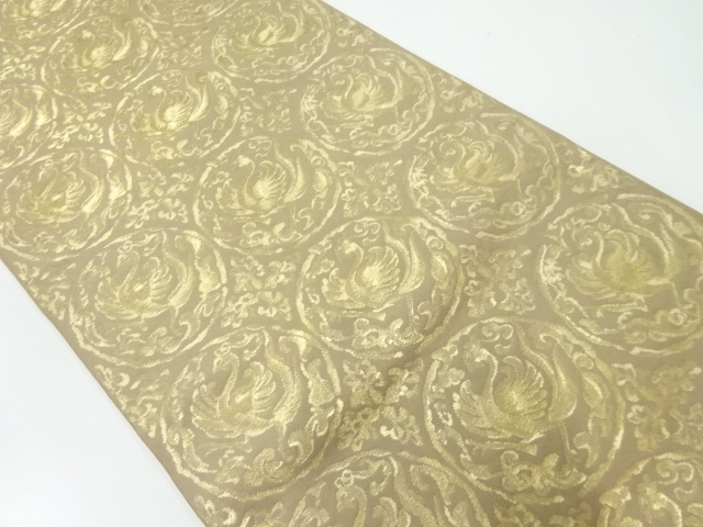 JAPANESE KIMONO / ANTIQUE FUKURO OBI / SILK / WOVEN FLOWER & BIRD